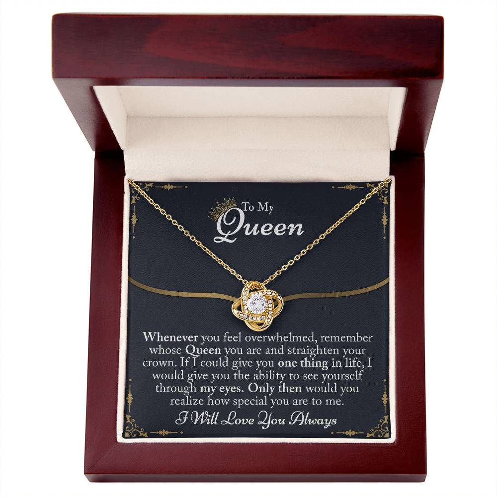 To My Queen Gift For Her Jewelry Gift Her Gift for Her Christmas Necklace From Boyfriend, Husband, Girlfriend Gift Necklace - Jewelry Gift For Girls, Love Knot Pendant Gift For Girlfriend, Soulmate