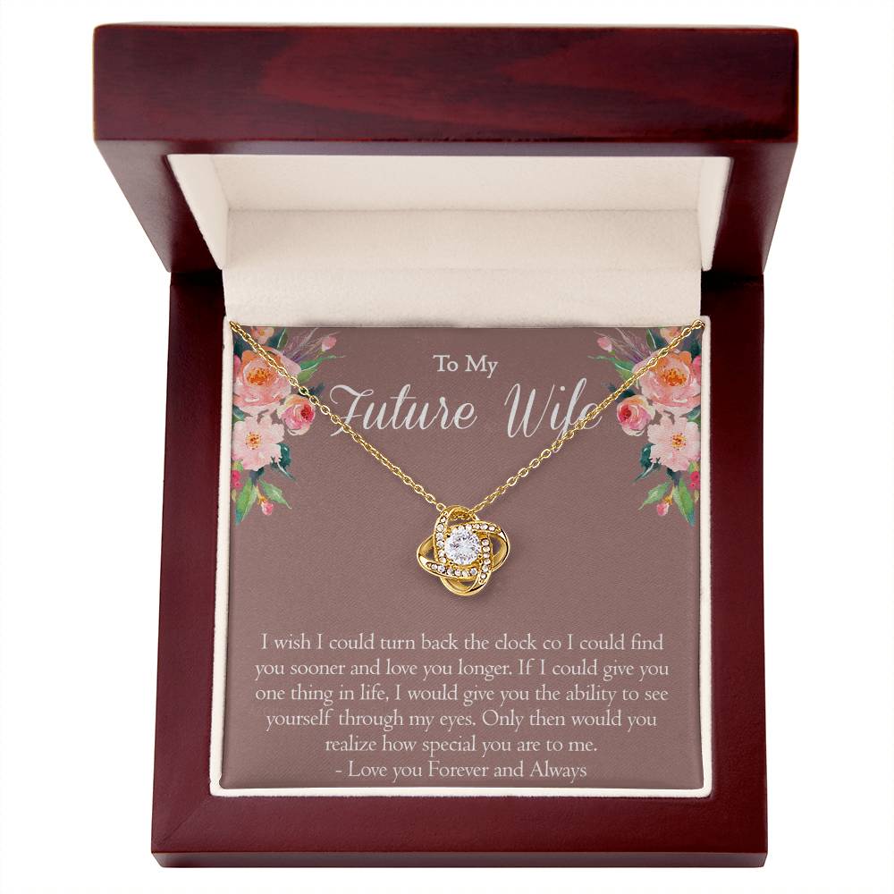 To My Future Wife Necklace From Future Husband, Personalized Gift Necklace for Future Wife, Girlfriend Pendant Jewelry for Fiance Romantic Gifts Necklace For Her, Love Knot Necklace Gift For Wife
