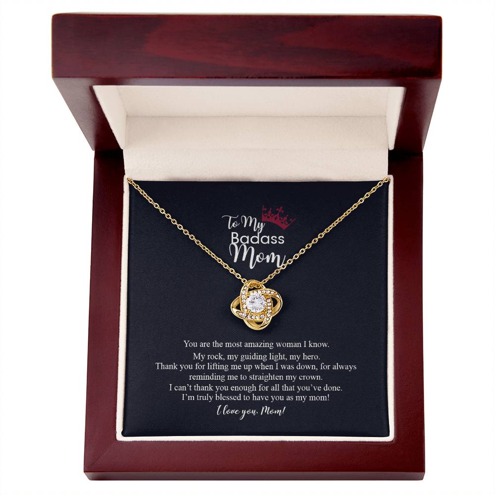 To My Badass Mom Love Knot Necklace, Gift For Mom Mother's Day Birthday Gift