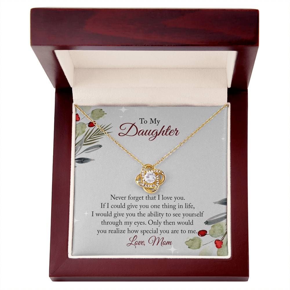 To My Daughter Necklace From Mom, Christmas Necklace with Message Card and Gift Box For Daughter, Mother And Daughter Necklace Gift On Birthday Wedding Graduation Gift Never Forget Necklace