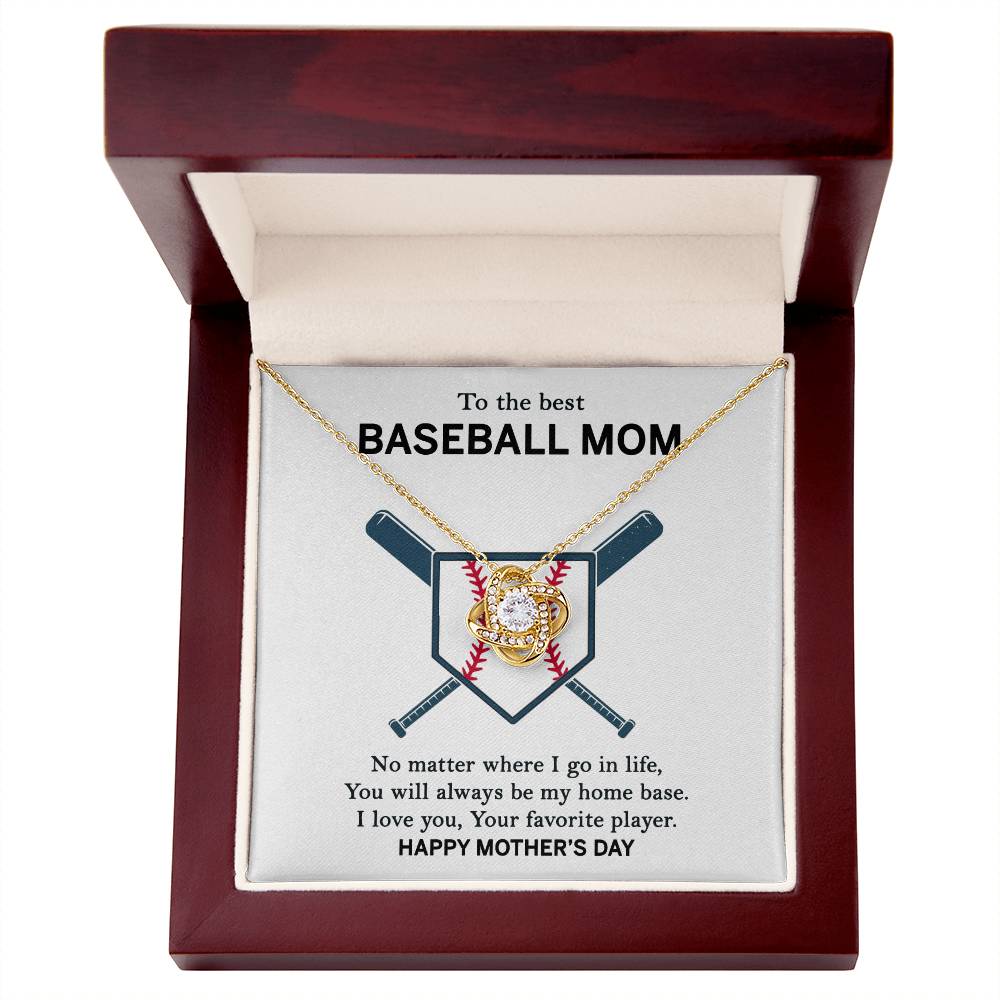 Baseball Mom Necklace, To The Best Baseball Mom Necklace From Son, Favorite player Necklace Gift For Mom, Happy Mother's Day Necklace Gift For Baseball Mom Love Knot Necklace Jewelry Gift For Women