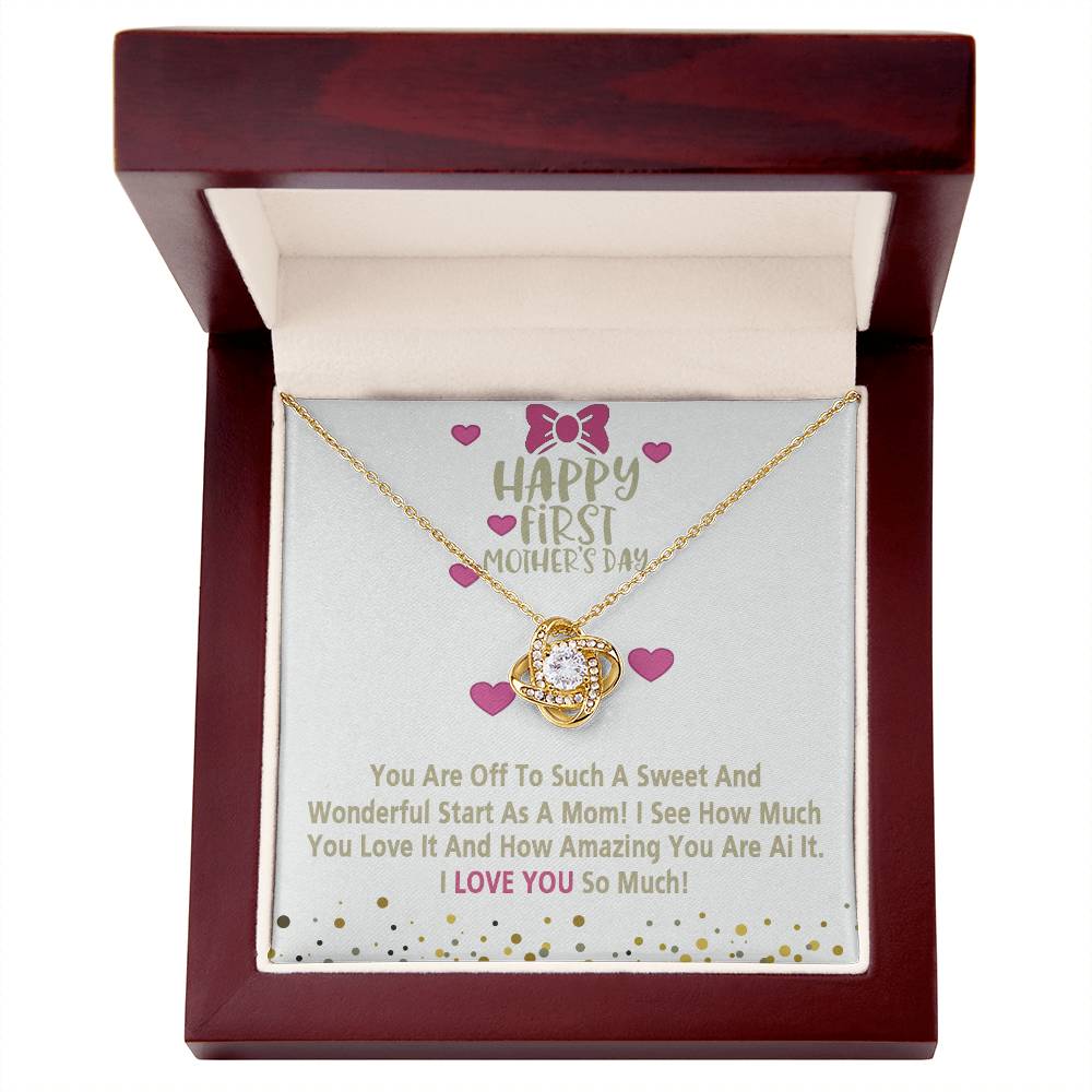 Happy Morther's Day Necklace, To My Mother Lovev Knot Necklace Gift Form Daughter, First Mother Day Necklace Gift, Mother And Daughter Gift Necklace For Mother Gift Necklace Jewelry Gift For Women