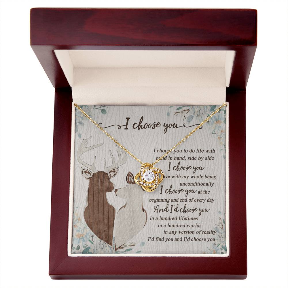 To My Smokin' Hot Doe Necklace From Husband, Boyfriend, I Choose You Hunting Love Knot Necklace Smokin' Hot Gift for Her Romantic, Girlfriend Gift Necklace Soulmate Gift Necklace With Message