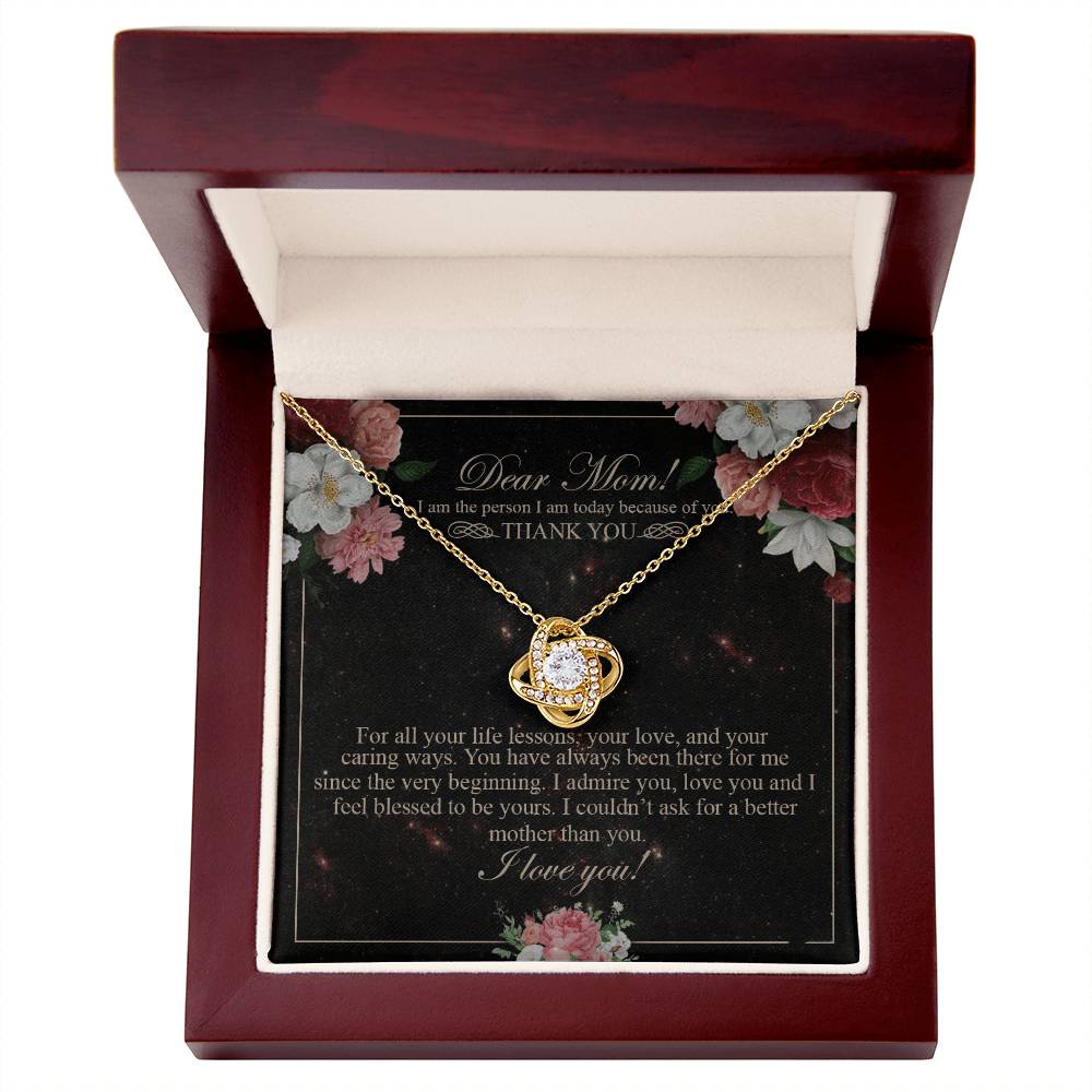 Meaningful Gift To Mom, Thank You Card For Mom, To My Mom Necklace From Daughter, I Love You Necklace For Mom, To Mom Love Knot Necklace, Jewelry For Mom On Birthday Gifts Mothers Day, Anniversary