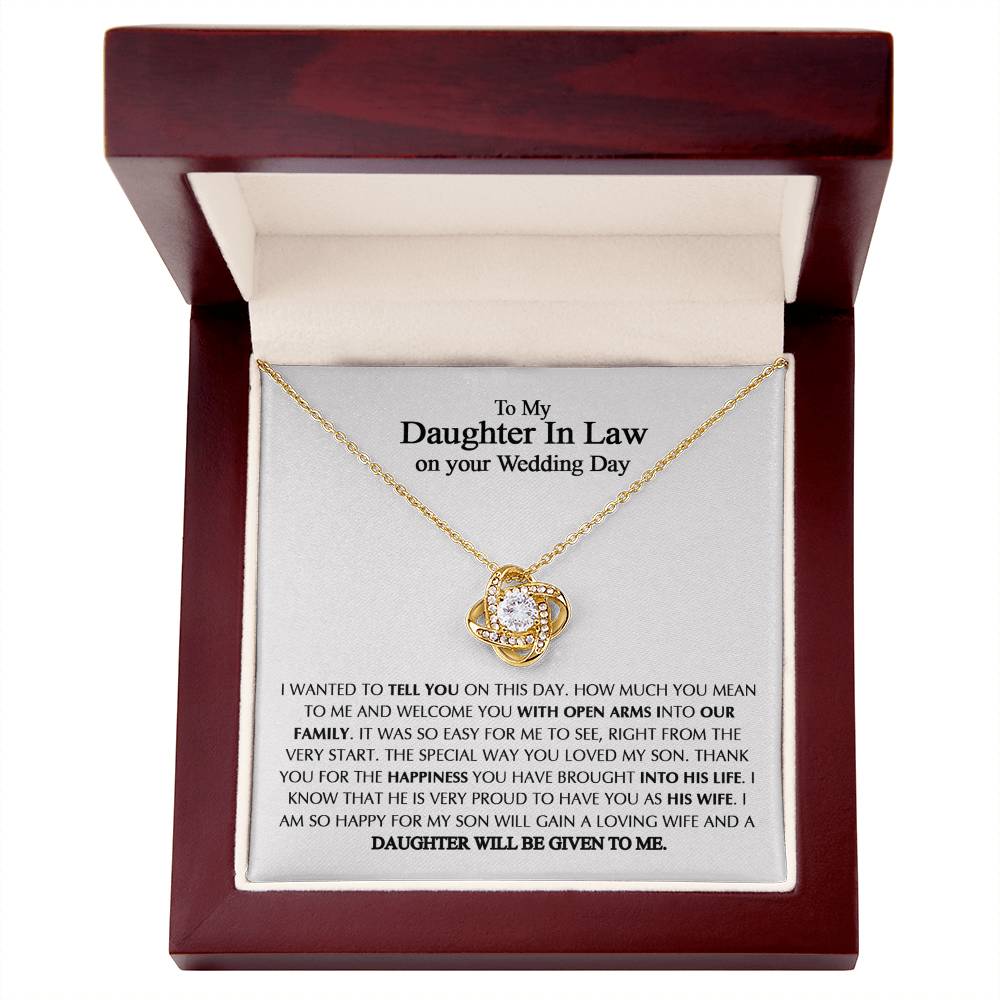 To My Daughter-In-Law On Your Wedding Necklace From Mother In Law, Daughter In Law Gift On Wedding Day, Future Daughter In Law, Bride Gift From Mother In Law - Jewelry Gift For Girls, Little Girls