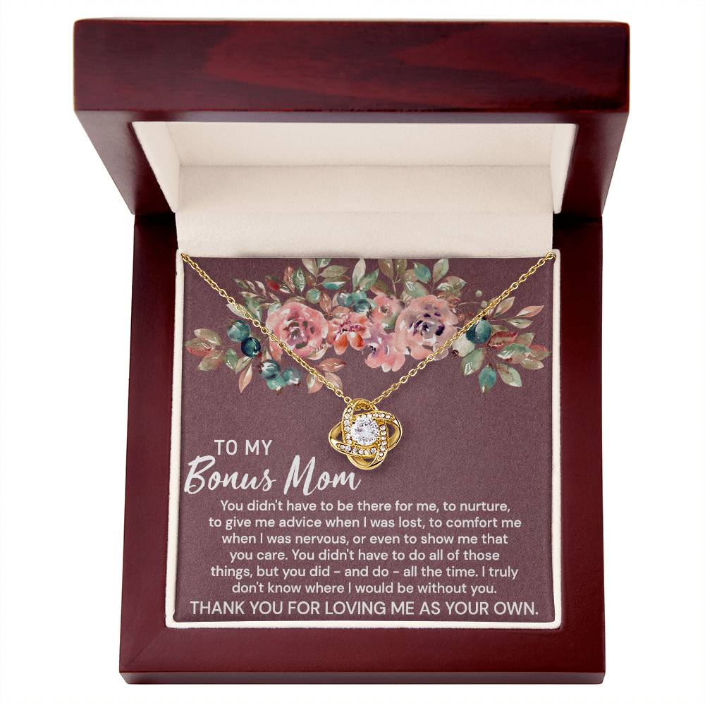 To My Bonus Mom Necklace From Bonus Daughter, Bonus Mom Gift Necklace, Bonus Mother Jewelry For Women, Thank You For Loving Me As Your Own Necklace Gift For Mom On Mothers Day, Anniversary, Birthday
