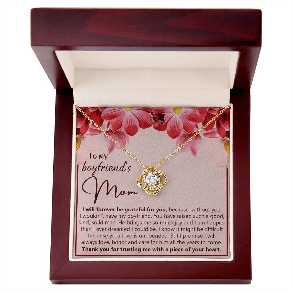To My Boyfriend's Mom Necklace From Girlfriend Mom, Boyfriends Mom Love Knot Necklace, Boyfriend's Mom Gift Necklace, Boyfriend's Mom Gifts Necklace On Mother's Day, Xmas Present Jewelry For Women