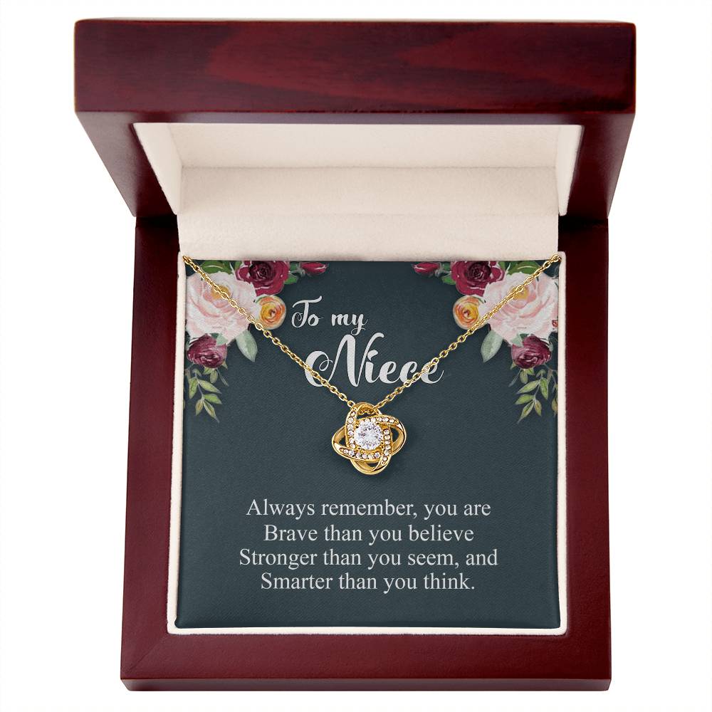 To My Niece Pendant Gift Necklace From Aunt, Niece Confirmation, Niece Birthday With Message Card and Gift Box Niece Necklace Gift from Aunt or Uncle You Are Braver, Smarter, Stronger Jewelry