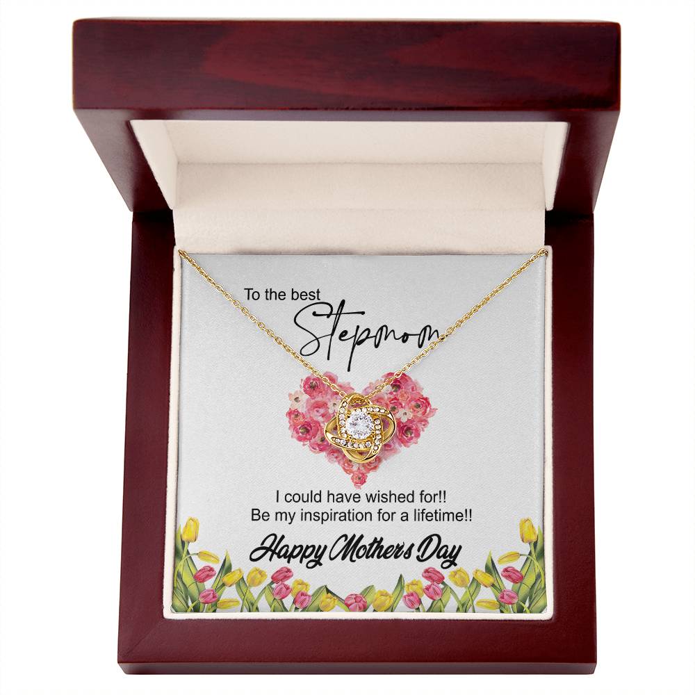 To The Best Stepmon Necklace, Happy Mother's Day Necklace Gift From Daughter, Son To My Step Mom Necklace From Daughter, Stepmom Gift Necklace, Boyfriend's Mom Gift Necklace, Love Knot Gift For Mom