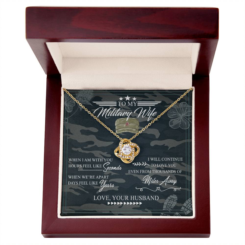 Military Wife Gift Necklace, Husband And Wife Love Knot Necklace, To My Military Wife Necklace From Husband - Veteran Necklace Gift For Wife, Jewelry Gift For Women, Soulmate Gift Necklace