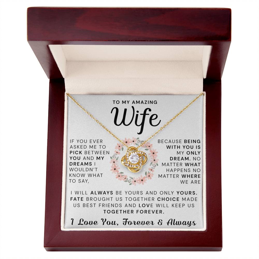 To My Amazing Wife Necklace From Husband, Gift Necklace For Wife, Soulmate, Girlfriend Necklace Gift On Valentine's Day Anniversary, Husband To Wife Love Knot Pendant Gift From Husband, Boyfriend