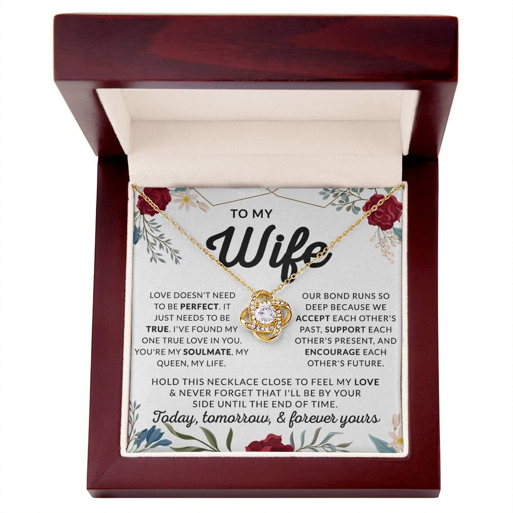 Wife Necklace Gift From Husband, To My Wife Love Knot Pendant Valentines Day Anniversary Jewelry with Message Card and Gift Box Gift for Wife Necklace Gift Set for Wife, Jewelry Gift For Women