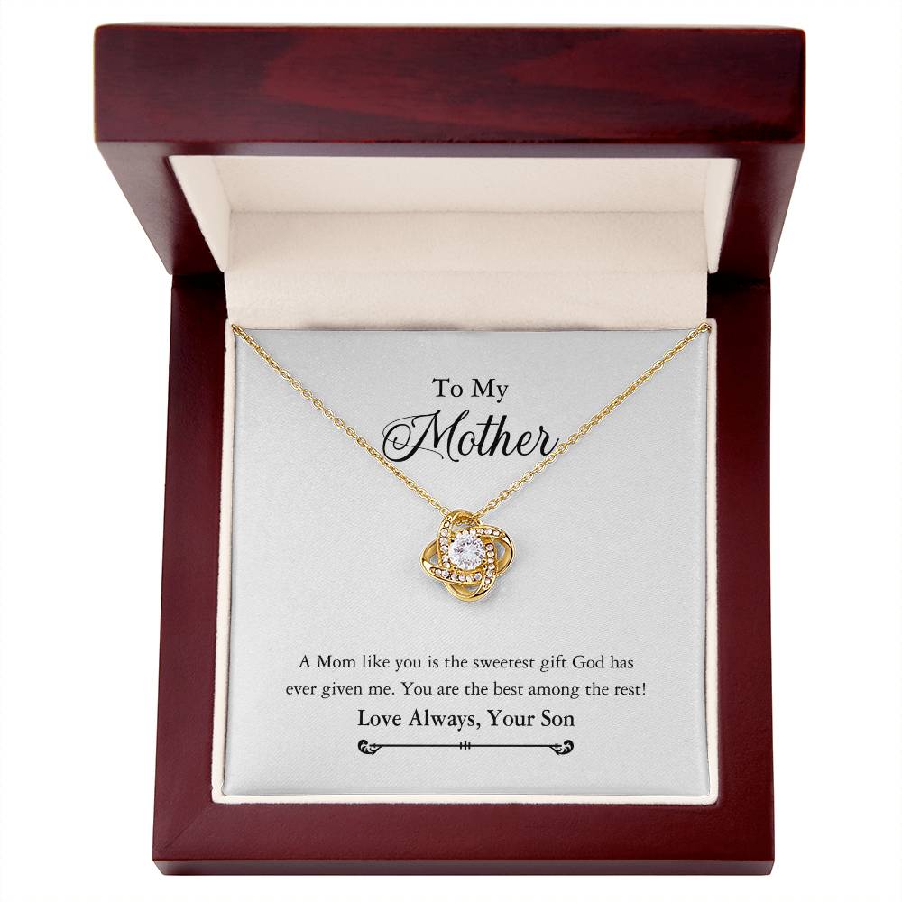 To My Mother Necklace Gift From Son, Happy Mother's Day Love Knot Pendant For Mom Necklace Gift Love Always Your Son For Mom, Mother Gift Necklace To Son, Mamato Be Gift Necklace From Son