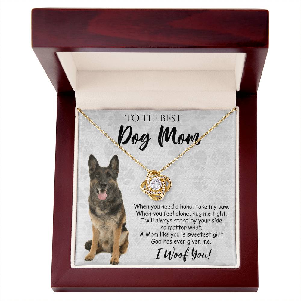 To The Best Dog Mom Love Knot Necklace From Daughter Mother's Day Necklace Gift, German Shepherd Love Knot Pendant, Jewelry Gift For Women, Dog Lovers German Shepherd Gift Necklace, Dog Mom Necklace