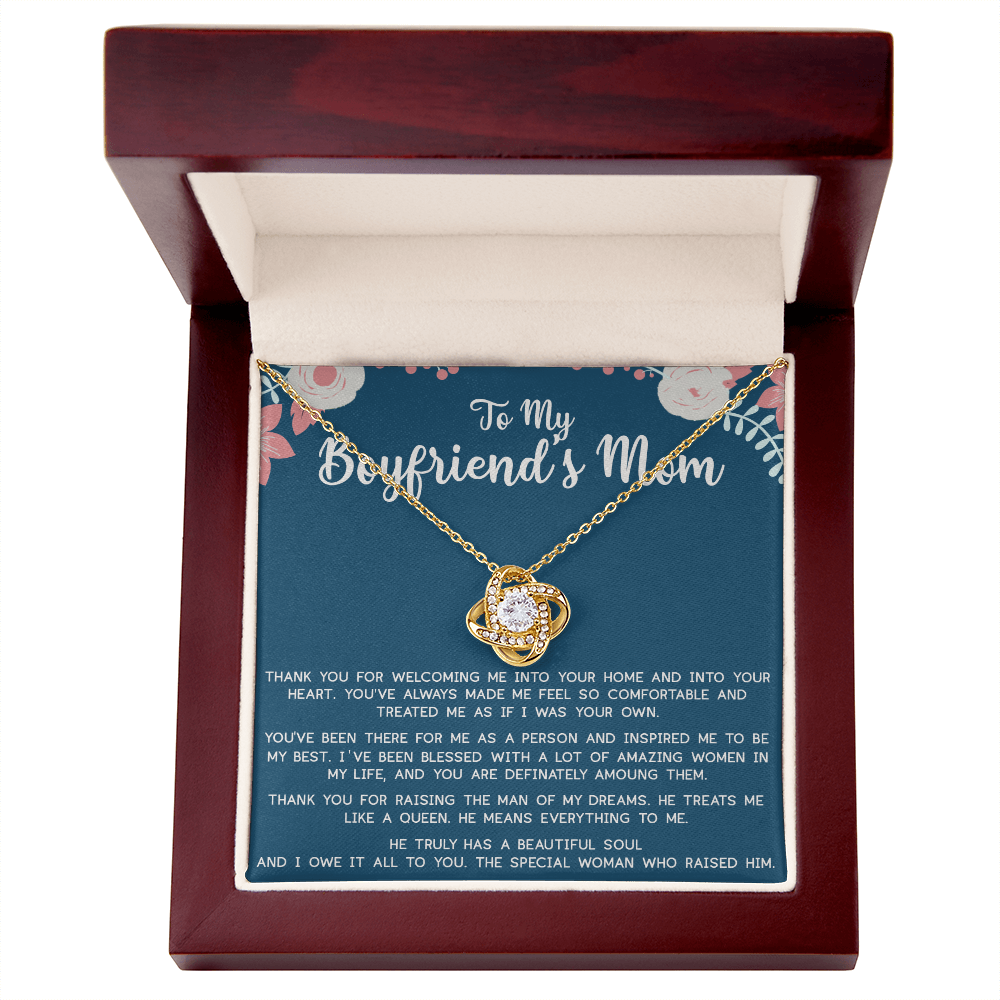 To My Boyfriend's Mom Gift Necklace, Mothers Day Necklace For Boyfriends Mom From Girlfriend, Presents for Mom Necklace for Women, Love Knot Necklace Gift For Boyfriend's Mom From Girlfriends mom
