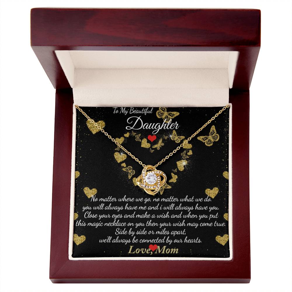 To My Beautiful Daughter Necklace Gift From Mom, Mother And Daughter Gifts Necklace With Message Card And Box, Jewelry Gift For Girls, Daughter On Birthday, Graduation Gift Box and Message Card