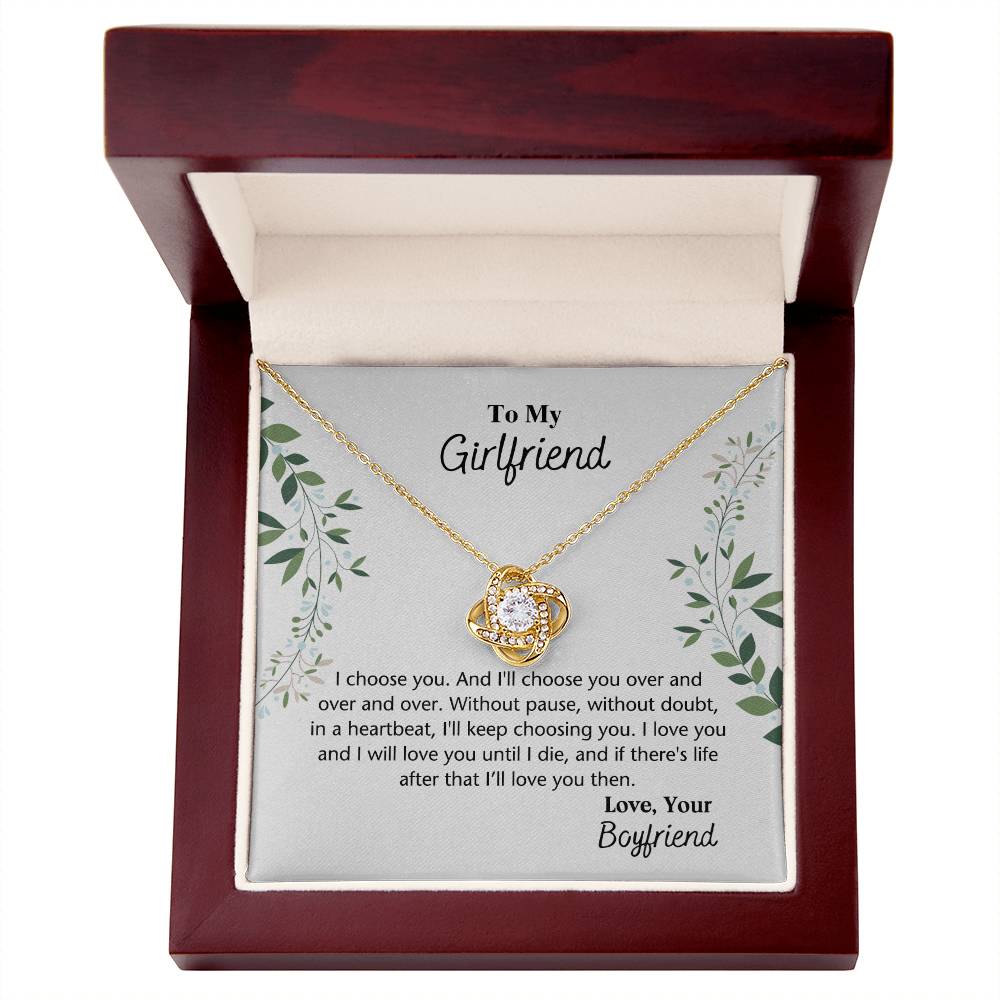 To My Girlfriend Necklace From Boyfriend, Husband, Gift Necklace For Girlfriend I Choose You Necklace - Love Knot Pendant Gift For Girlfriend, Soulmate Necklace To Girlfriend Jewelry Gift For Girls