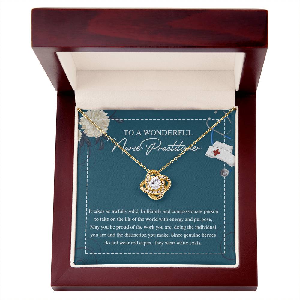 To My Nurse Practitioner Love Knot Necklace From Mom, Gift For New Nurse Jewelry Gift For Girl, Congrats Graduation Pendants Class Of 2026 Necklace Gift For Daughter, Granddaughter, Niece, Sister