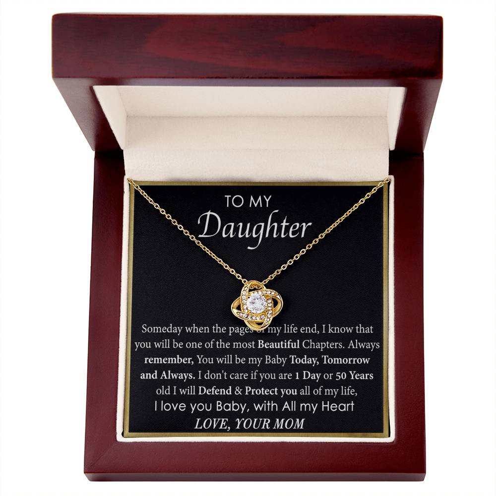 To My Daughter Love Knot Necklace From Mom, Mother Daughter Gift Necklace, To Daughter Pendant Gift From Mom, Little Girl Necklace Pendant I Love You Baby Love Knot Jewelry Gift For Girls