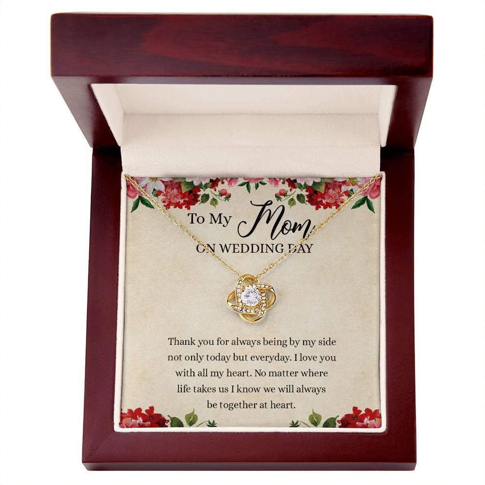 To My Mom Love Knot Necklace Gift for Mom on Wedding Day, Gift Necklace for Mother of The Groom, Gift for Bridesmaid Proposal Gift Necklace, To My Mom Gift Necklace On Wedding Day from Daughter