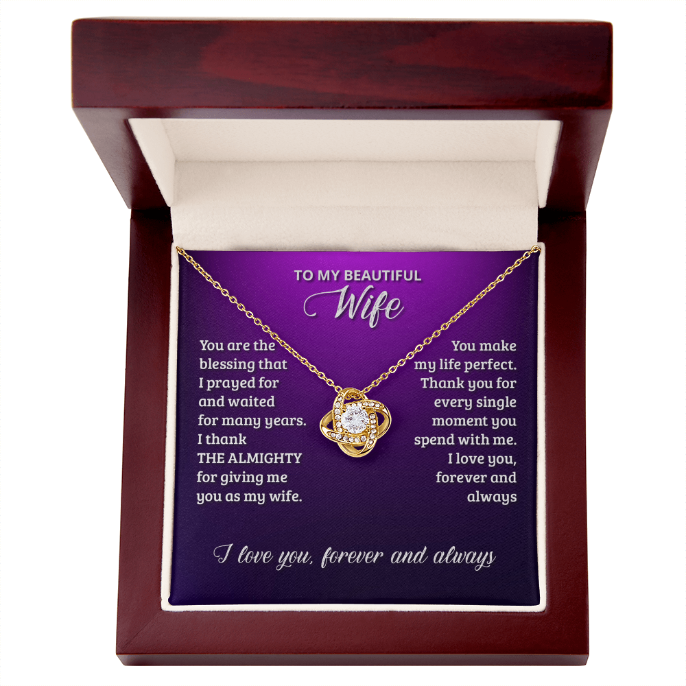 Beautiful Wife Gift Necklace, To My Wife Necklace From Husband, Wife Love Knot Necklace From Husband, Jewelry Gift For Women Badass Wife Gift Necklace, Soulmate Gift Necklace Gift From Men