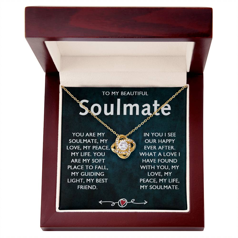 To My Beautiful Soulmate Necklace, Gift Necklace for Soulmate, Love Knot Necklace for Girlfriend, Soulmate Jewelry, Future Wife Gift Necklace, Necklace for Wife from Husband 14k White Gold