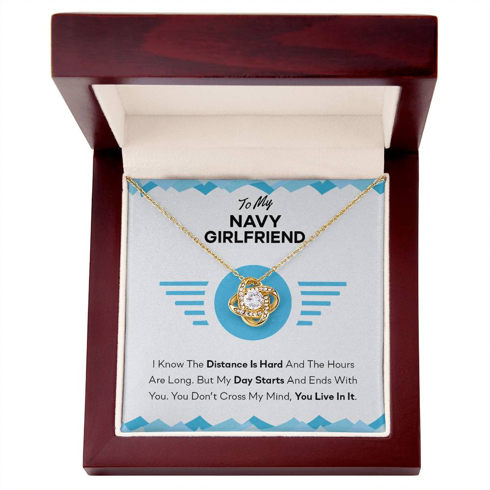 To My Navy Girlfriend Gifts for Navy Girlfriend's Birthday Present Anniversary From Boyfriend, Husband, Girlfriend Gift Necklace - Jewelry Gift For Girls, Love Knot Pendant Gift For Girlfriend Soulmate