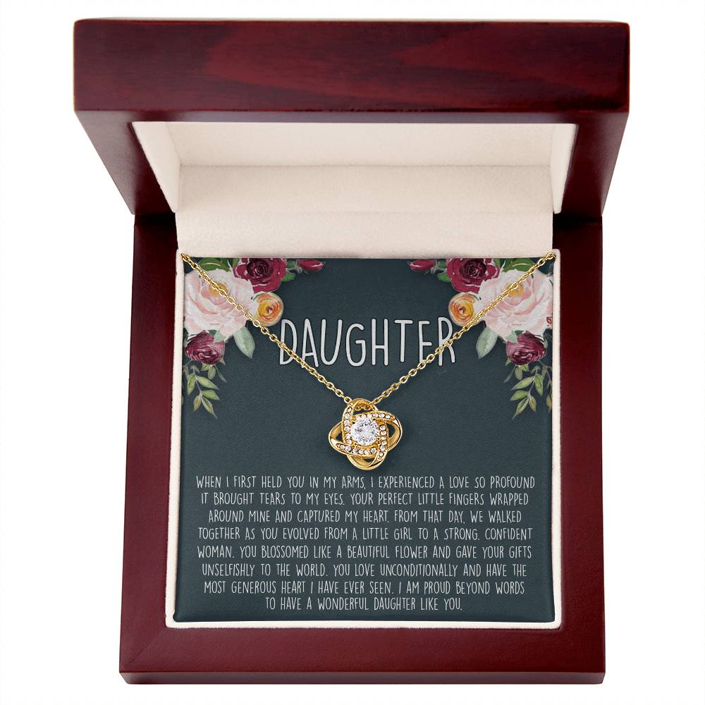 To My Daughter Love Knot Necklace From Parent And Daughter Love Knot Pendant Gift For Daughter From Mother Father To Daughter Love Knot Jewelry Gift For Girls, Wonderful Daughter Necklace