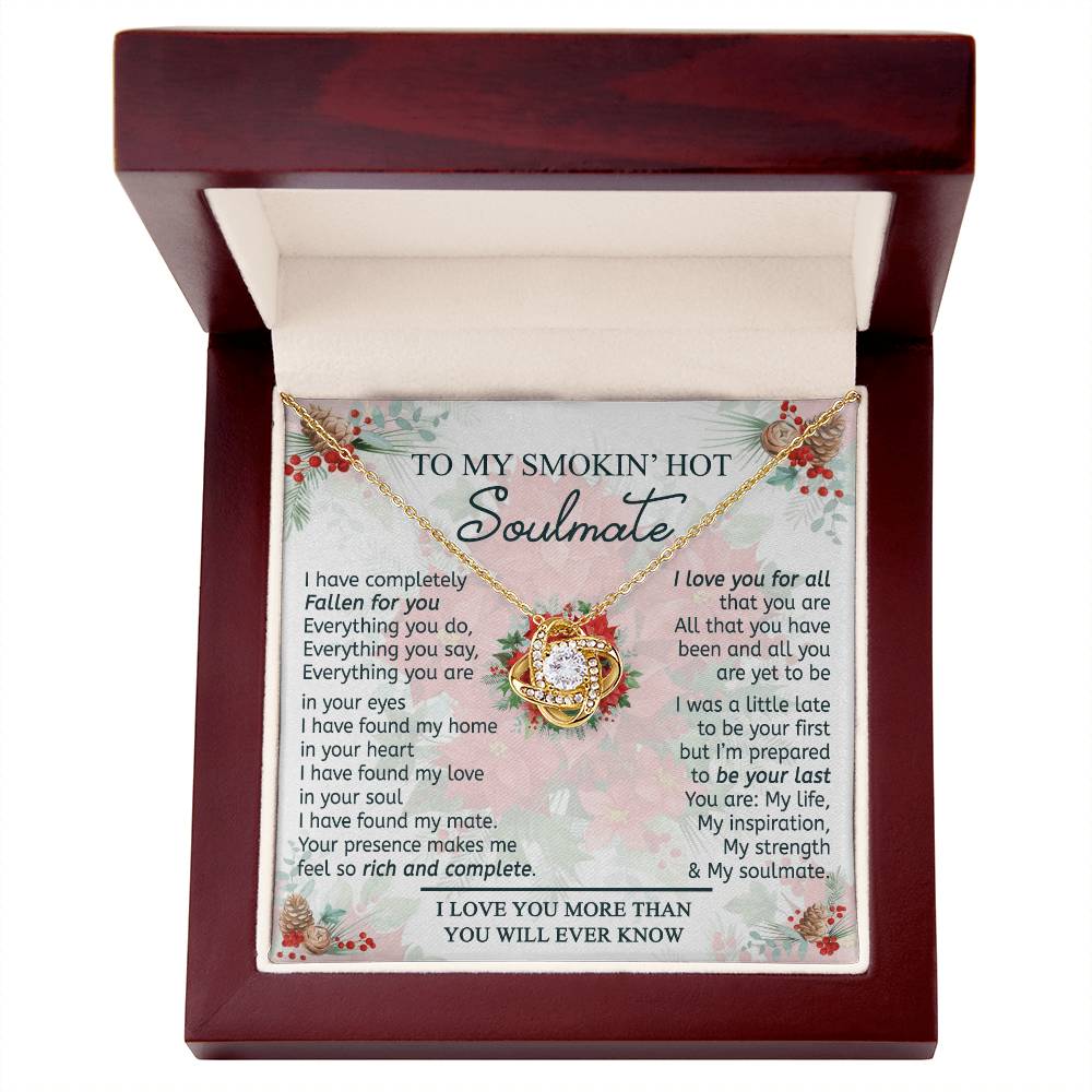 To My Smokin' Hot Soulmate Necklace From Husband, Jewelry Gifts For Women, My Wife Love You All Love Knot Pendant Gift For Soulmate, Personalized Gift Necklace for Future Wife Soulmate Gift