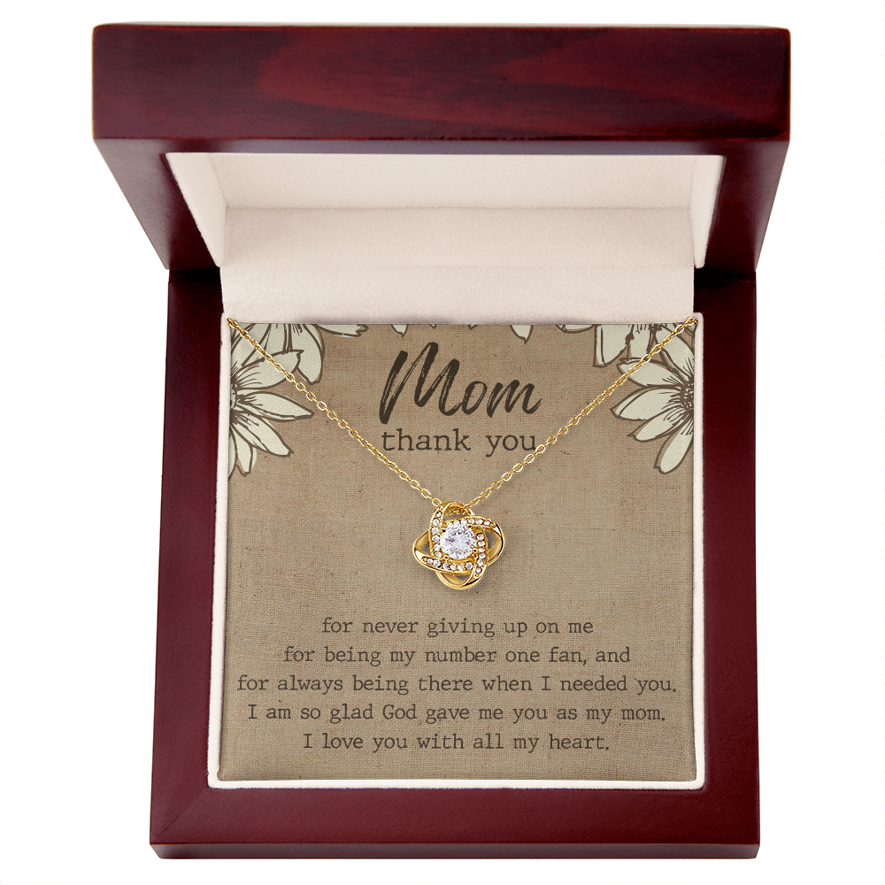 Thank You Gift necklace For Mom, To My Mom Love Knot Necklace Gift From Daughter, Jewelry Gift For Women, Mother Daughter Gift Necklace For Bonus Mom Gift Necklace Second Mom New Mom Gift Necklace