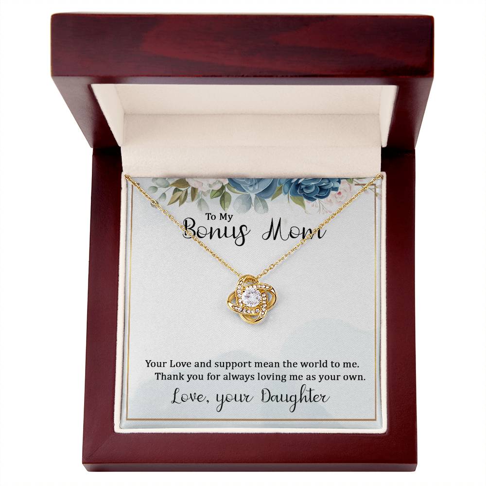 Bonus Mom Gift Necklace, Bonus Mom And Bonus Daughter Love Knot Necklace, To My Bonus Mom Necklace From Daughter, Thank You For Always Mom Necklace Gift On Mother's Day, Birthday Gift Anniversary