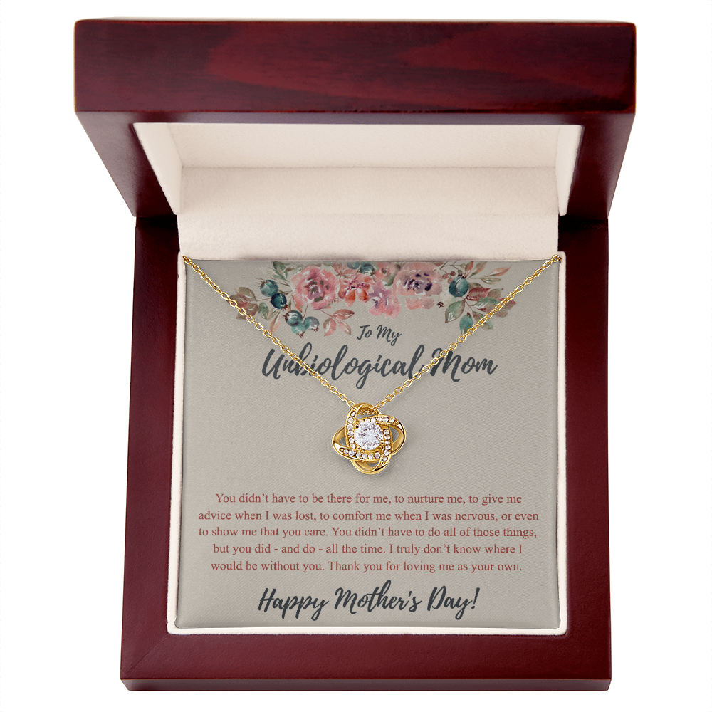 To My Unbiological Mom Necklace From Daughter, Bonus Mom Gift Love Knot Pendant For Her, Mother And Daughter Gift Necklace For Mom On Mothers Day, Anniversary, Birthday Gift To Unbiological Mother