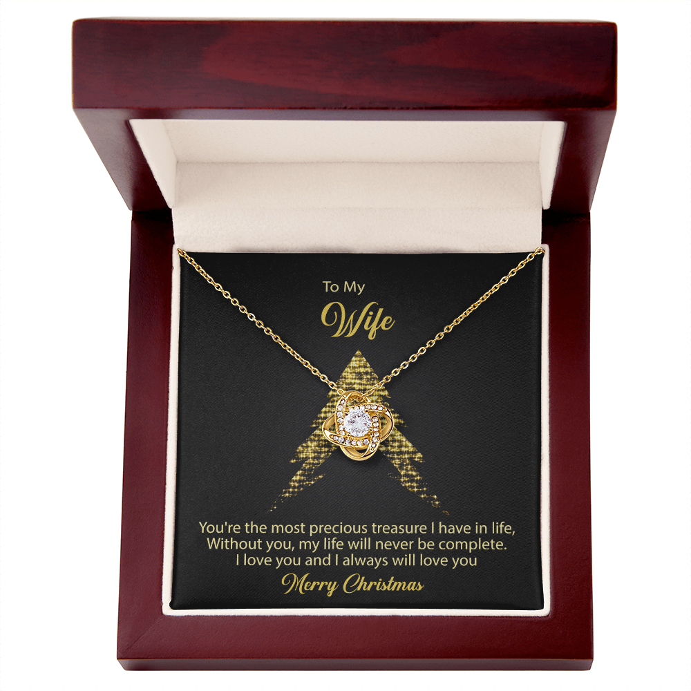 To My Wife Gift Necklace From Husband, Gift Necklace For Wife, Soulmate Gift Necklace Girlfriend, Husband To Wife Love Knot Pendant, Jewelry Gift For Women, Merry Christmas Necklace Gift For Wife