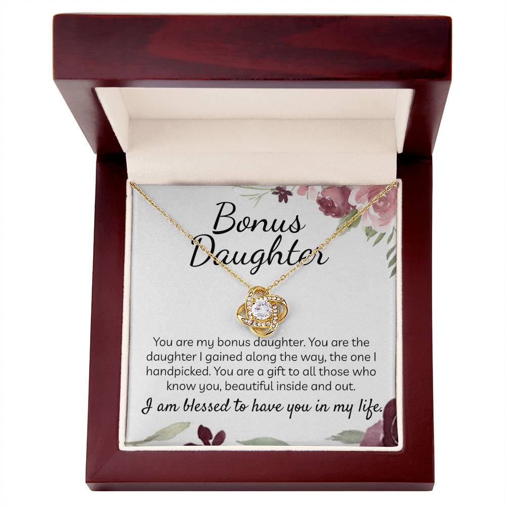 Bonus Daughter Gift Necklace - Stepdaughter Gifts From Stepmom, Adopted Daughter Necklace From Unbiological Mom, Bonus Daughter And Bonus Mom, To My Stepdaughter Necklace Jewelry Gift For Girls
