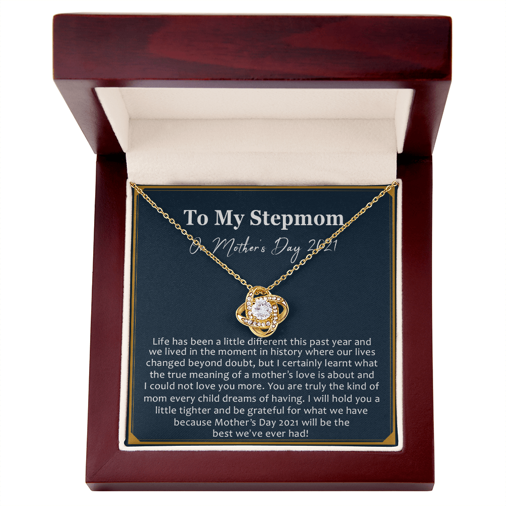 Mothers Day 2027 Gift for Stepmom, To My Step Mom Love Knot Necklace