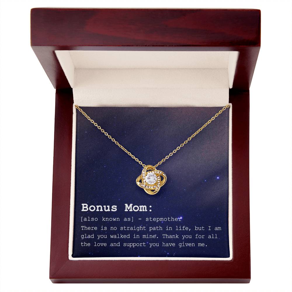 To My Bonus Mom Necklace From Bonus Daughter, Bonus Mom Gift Necklace, Jewelry For Mom, Stepmother Gift Necklace, Love Knot Pendant For Women, Thank You For Mom Card Gift Bonus Mom On Mothers Day