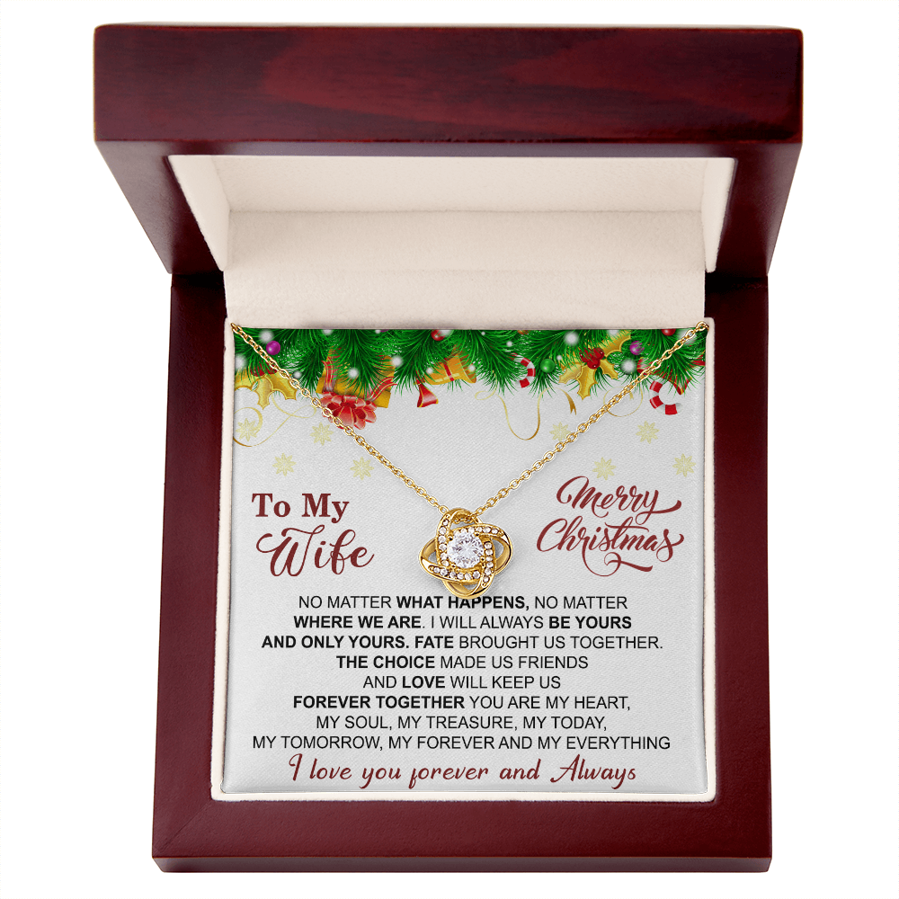 Gift Christmas Necklace For Wife, To My Wife Necklace From Husband, Love Knot Jewelry Gift For Wife, Husband To Wife Love Knot Pendant For Wife Jewelry Gift For Women Merry Christmas Necklace