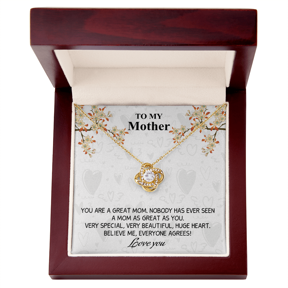 Great Mom Necklace, To My Mother Necklace From Daughter, The Love Knot Necklace Gift For Mom, Jewelry Gift For Women, Mother And Daughter Gift Necklace I Love You From Daughter To Mom Pendant
