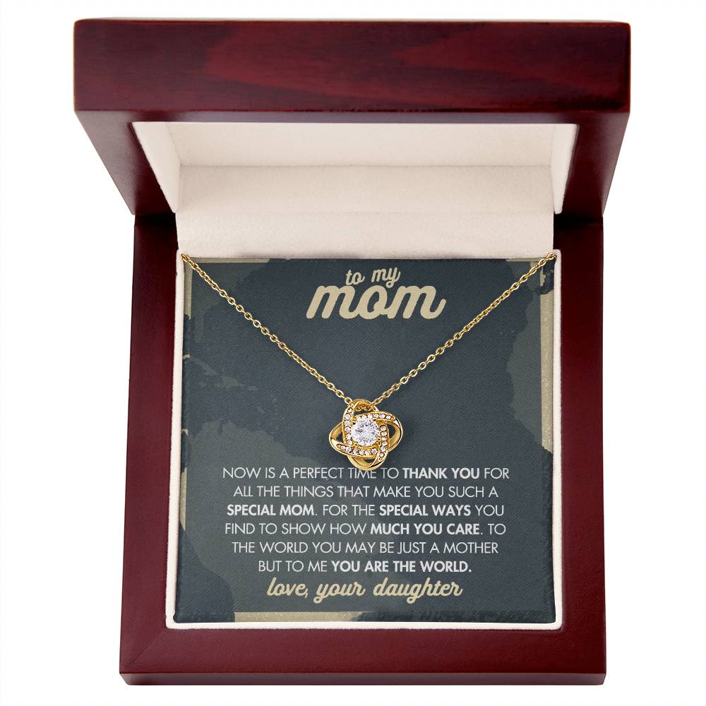 Mother And Daughter Necklace, To My Mom Love Knot Necklace From Daughter, Now Is A Perfect Time To Thank You Necklace Gift For Mom, Mother On Birthday Gift Anniversary Wedding Day Necklace For Mom