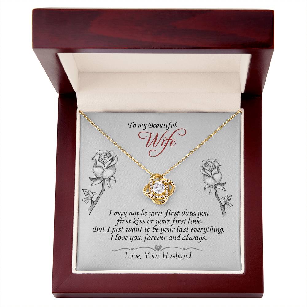 To My Beautiful Wife Gift Necklace, Last Everything Necklace Gift For Wife, To My Beautiful Wife Love Knot Necklace from Husband To Wife Love Knot Pendant, Jewelry Gift For Women, Soulmate Necklace