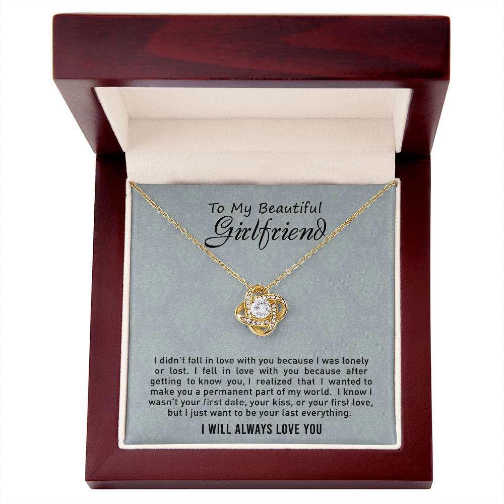 To My Beautiful Girlfriend Love Knot Necklace From Boyfriend, Husband, Girlfriend Gift Necklace - Love Knot Pendant Gift For Beautiful Girlfriend, Soulmate Gift Necklace To Girlfriend From Boyfriend