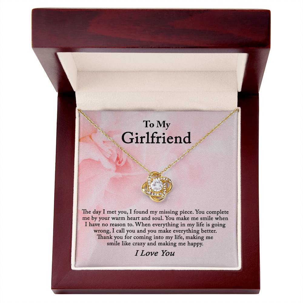 To My Girlfriend Necklace From Boyfriend, Husband, Gift Necklace For Girlfriend Love Knot Pendant Gift For Girlfriend, Soulmate Necklace To Girlfriend Jewelry Gift For Girls Making Me Smile Necklace
