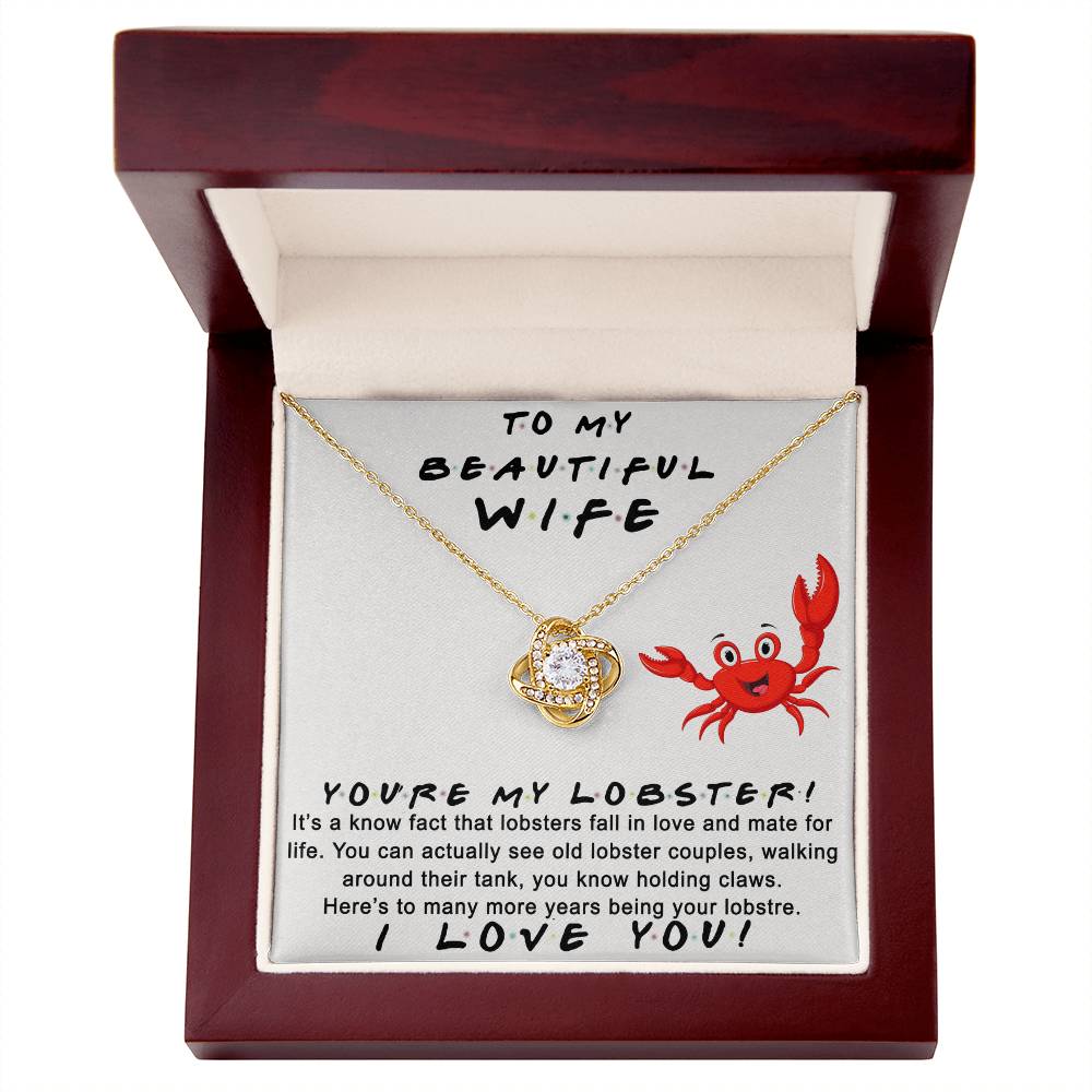 Wife Gift Necklace, To My Beautiful Wife Necklace From Husband, You're My Lobster Wife Love Knot Necklace From Husband, Jewelry Gift For Women, Badass Wife Gift Necklace, Soulmate Gift Necklace