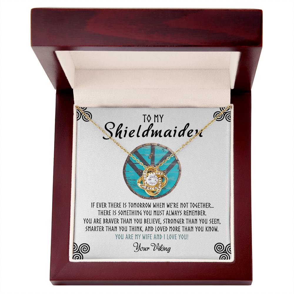 Shieldmaiden Necklace From Your Viking, Love Knot Pendant Gift From Wife, Fiancee, To My Shiedmaiden Love Knot Necklace Gift Jewelry For Women Pendant Female, You Are My Wife And I Love You Necklace