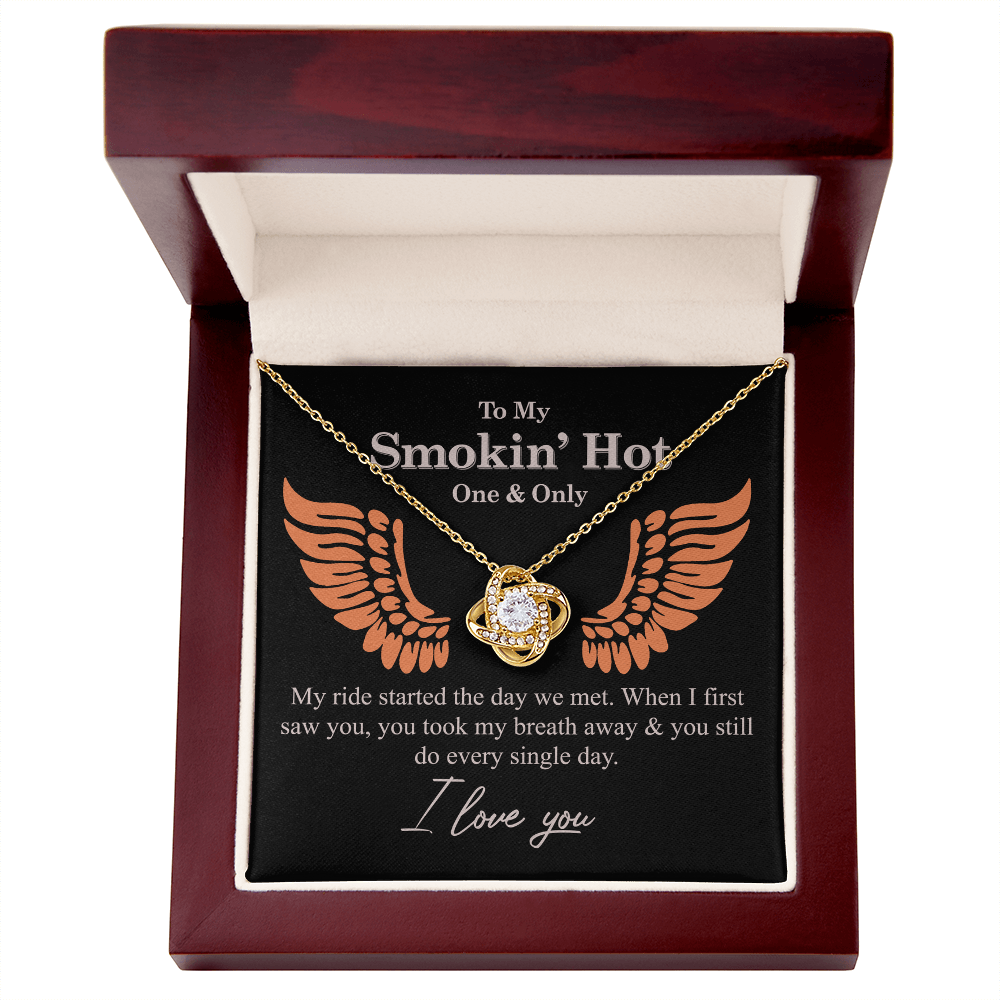 To My Smokin' Hot Necklace From Husband, Boyfriend, Gift Necklace One And Only - My Ride Started Love Knot Necklace Gift Necklace for Her Romantic, Girlfriend Gifts Necklace Message Card