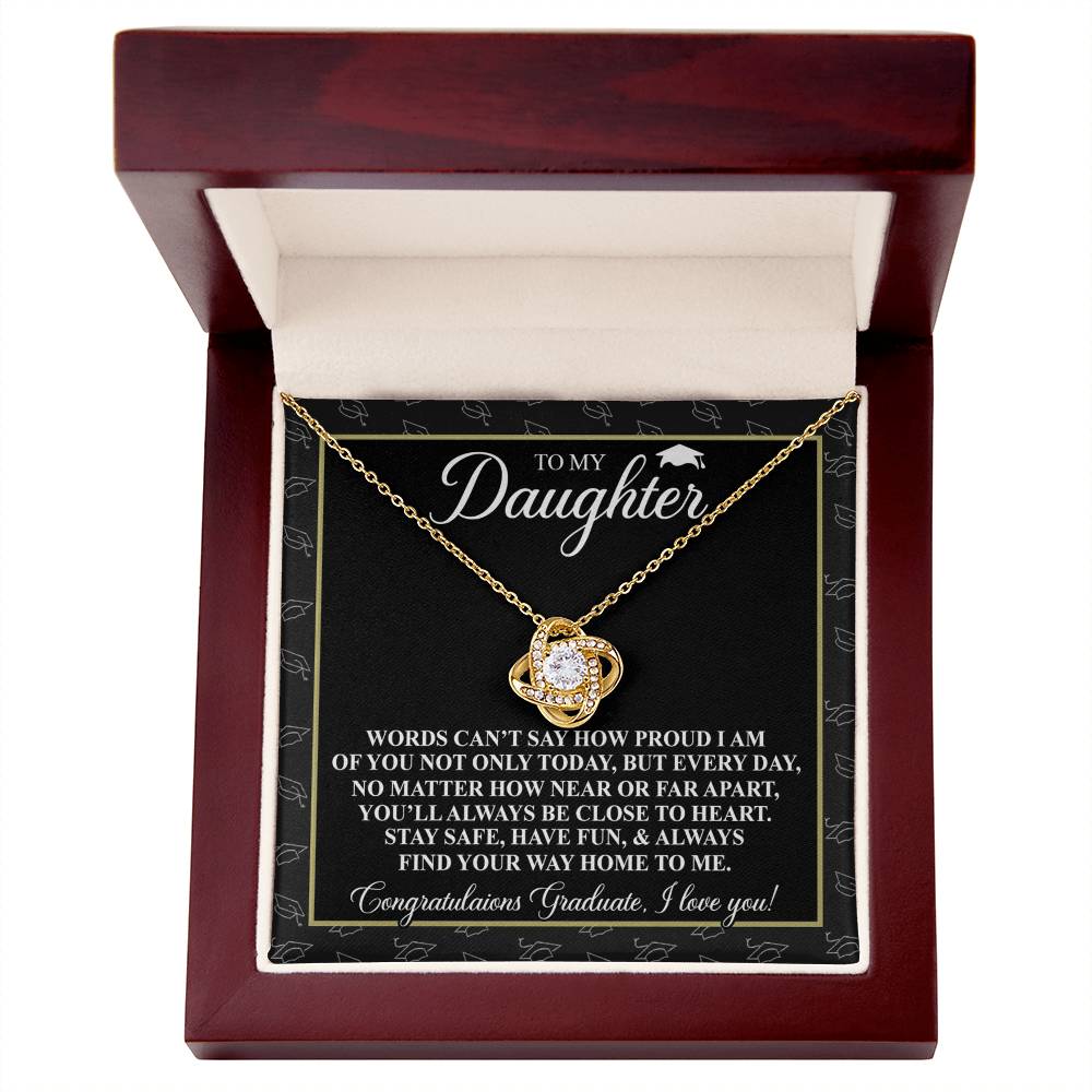 To My Daughter Gift Necklace From Father to Daughter Gift, Birthday Necklace Love Knot Pendant Necklace Gift Message Card and. Gift Box styles On Birthday, Christmas, Anniversary Graduation Gift