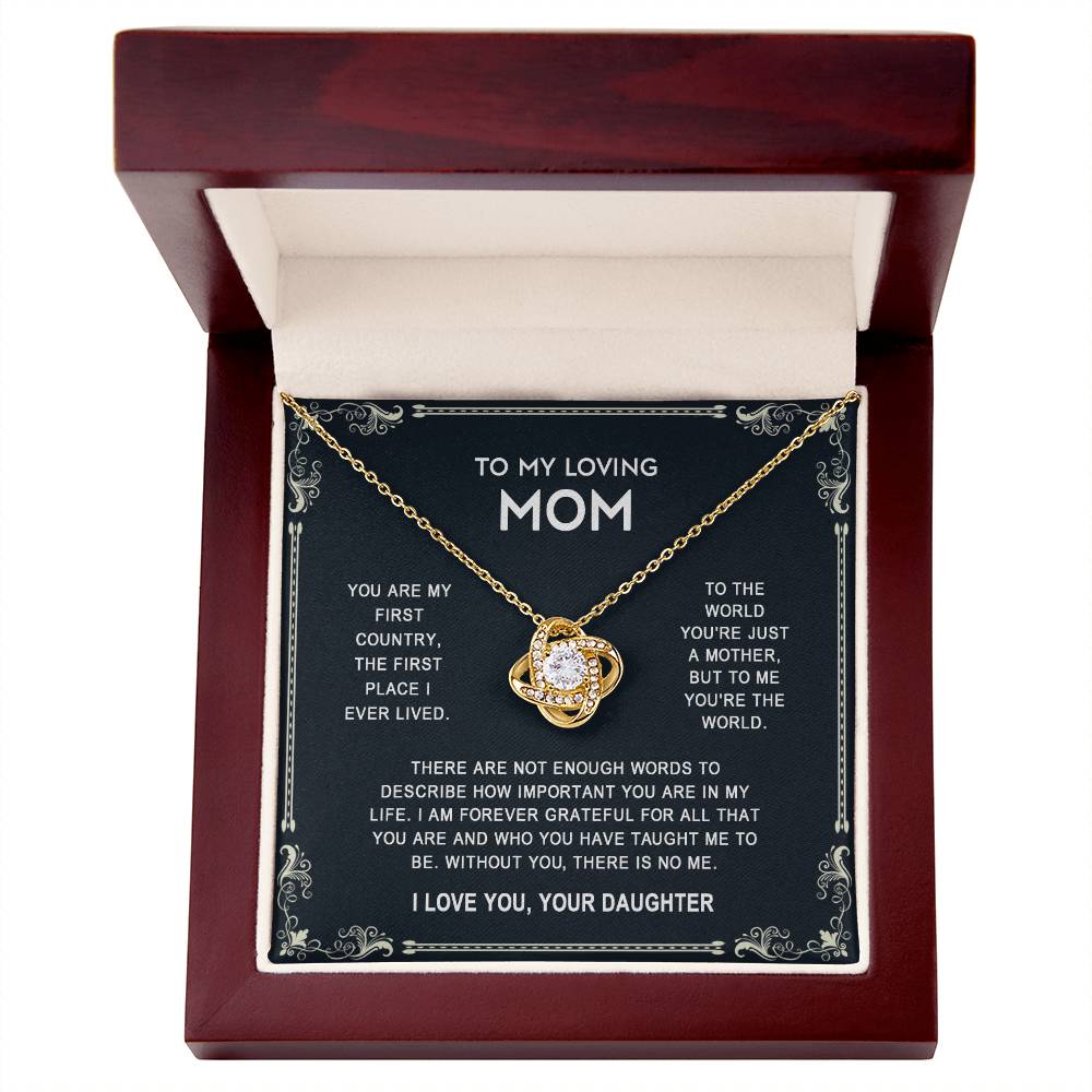 Loving Mom Necklace, Mother And Daughter Love Knot Necklace, To My Loving Mom Necklace From Daughter Gift On Birthday Gift Anniversary Mother's Day Necklace Pendant For Mom Jewelry Gift For Women