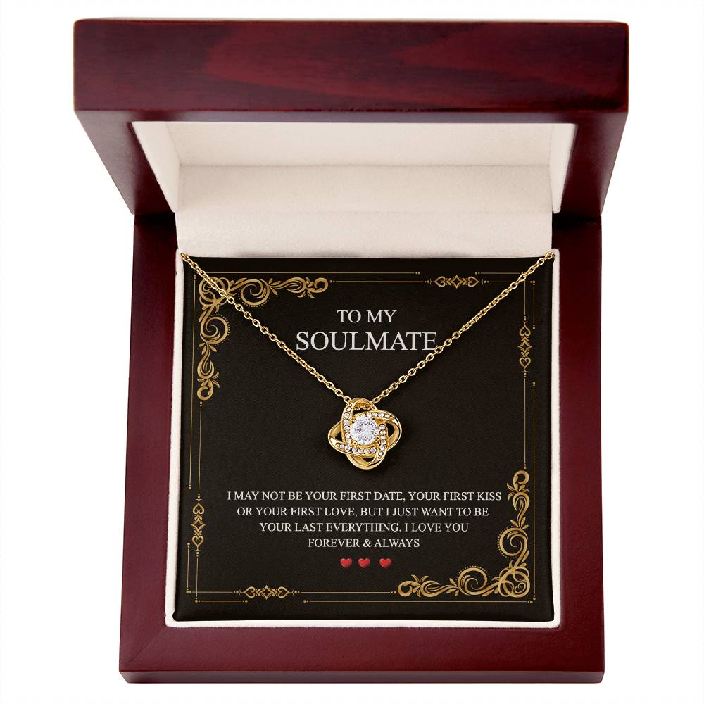 To My Soulmate Love Knot Necklace Gift From Husband To Wife, Girlfriend, Soulmate Gift Necklace On Valentines Day Anniversary, Christmas Necklace for Her Romantic, Jewelry Gift For Women