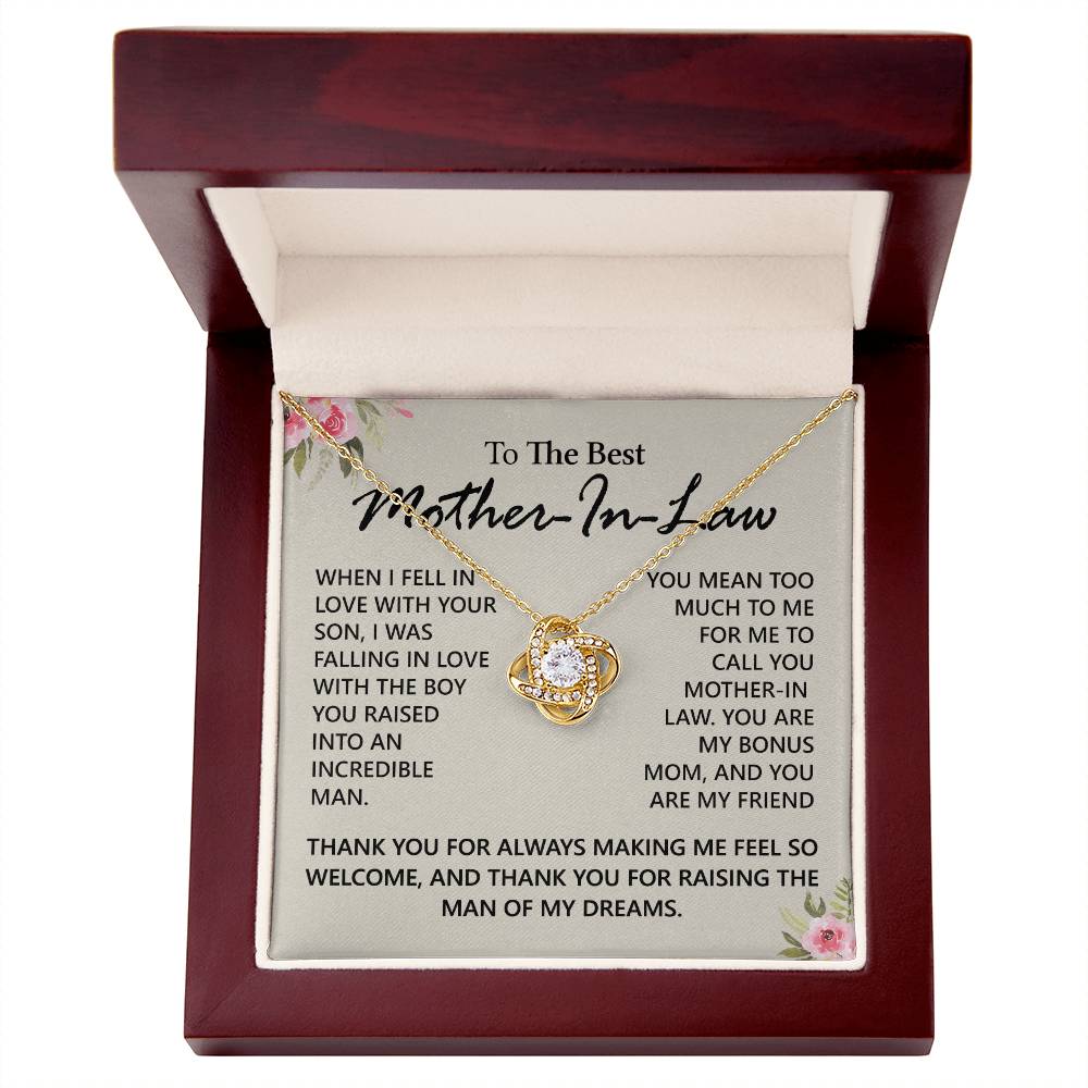 To My Mother in Law Love Knot Necklace From Daughter, Pendant Gift for Mother's Day Birthday Gift Boyfriend's Mom, Mother In Law On You Wedding Necklace Gift For Mother In Law, Gift For Bonus Mom