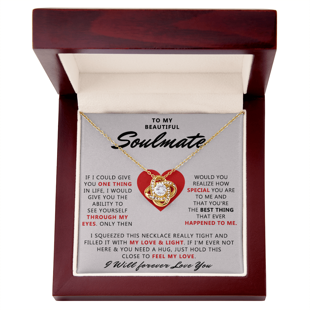To My Beautiful Soulmate Necklace From Husband, Boyfriend, Anniversary For Wife Necklace, Jewelry Gift For Wife, Soulmate Gift Necklace for Her Romantic, Girlfriend Gifts Necklace Message Card